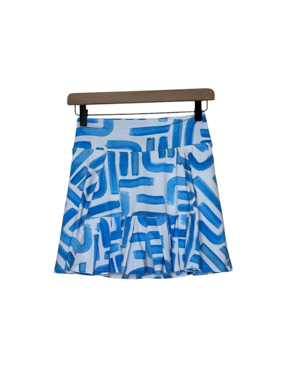 Dona Jo Pleated Hem Flouncy Blue White Geometric Skort Small Size 1 Golf Tennis